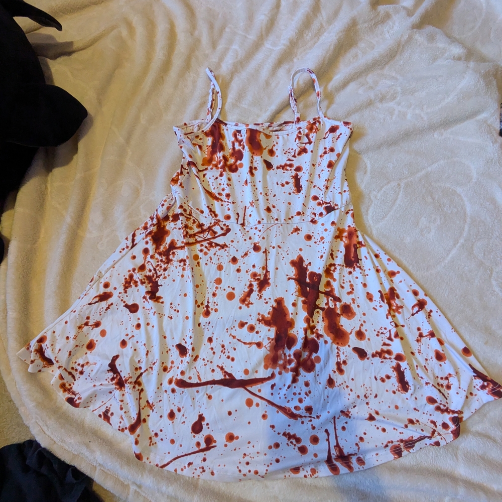 Hot Topic White and Red Splatter Dress